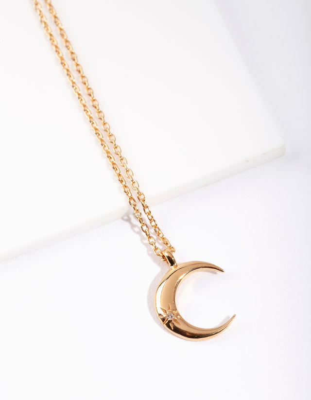 Gold Plated Sterling Silver Crescent Moon Necklace - Lovisa