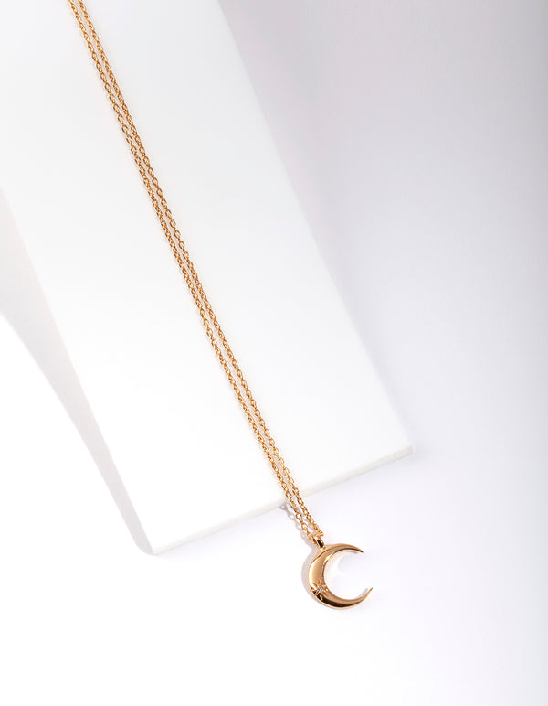 Gold Plated Sterling Silver Crescent Moon Necklace
