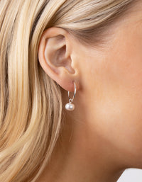 Sterling Silver Freshwater Pearl Hoop Earrings - link has visual effect only