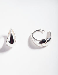 Sterling Silver Oval Chunky Huggie Earrings - link has visual effect only