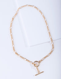 Gold Plated Figaro Chain T&O Short Necklace - link has visual effect only