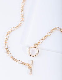Gold Plated Figaro Chain T&O Short Necklace - link has visual effect only