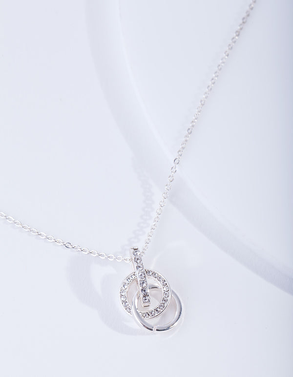Silver Diamond Simulant Link Necklace