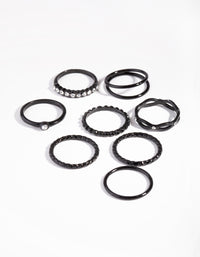 Black Crystal Twisted Ring 8-Pack - link has visual effect only