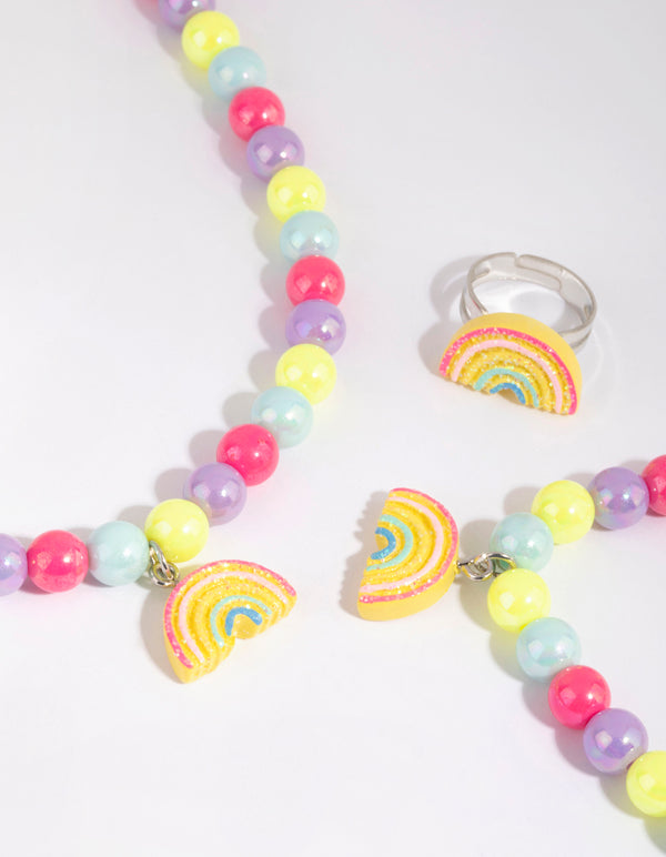 Kids Rainbow Bead Mixed Jewellery Set