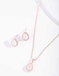 Rose Gold Diamond Simulant Floral Jewellery Set - link has visual effect only