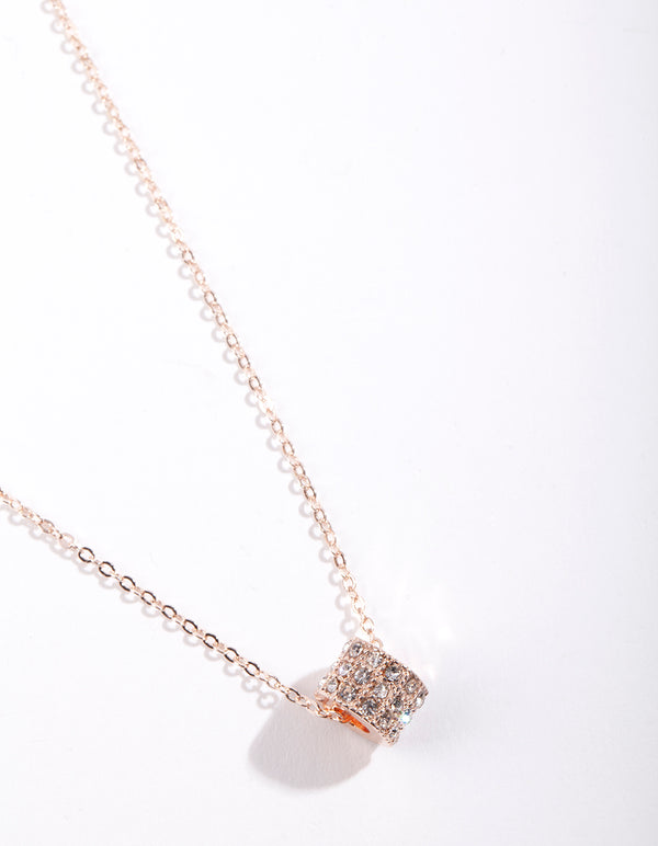 Rose Gold Diamante Ring Charm Necklace