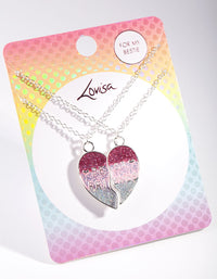 Kids Silver Rainbow BFF Heart Necklace Pack - link has visual effect only