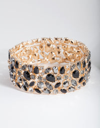 Black & Gold Stone Cluster Stretch Bangle - link has visual effect only