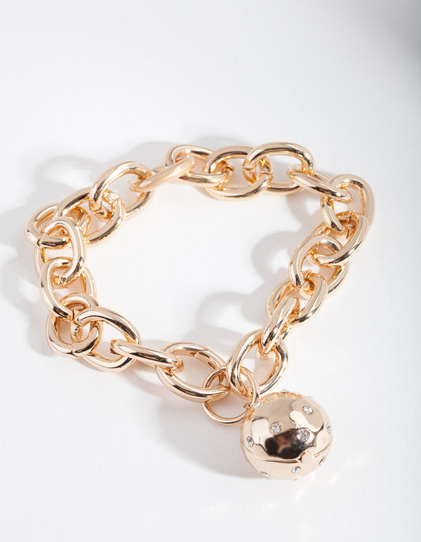Gold Chain Diamante Ball Bracelet