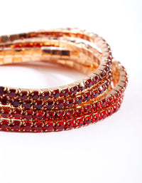 Gold Red Diamante Bracelet 5-Pack - link has visual effect only