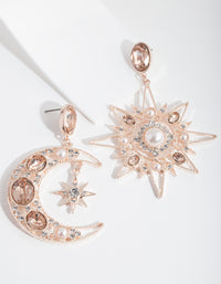Rose Gold Statement Celestial Earrings - link has visual effect only