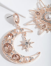 Rose Gold Statement Celestial Earrings - link has visual effect only