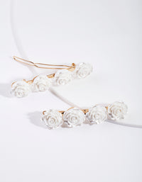 Gold Rose Barrette Clip Pack - link has visual effect only