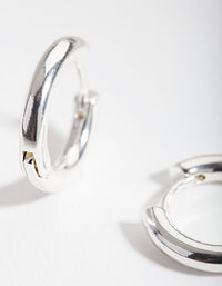 Silver Simple Polished Hoop Earrings - link has visual effect only