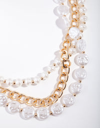 Gold Layered Pearl & Chain Necklace - link has visual effect only