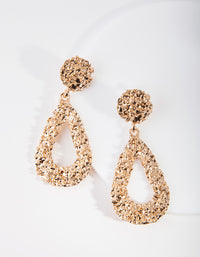 Gold Textured Teardrop Earrings - link has visual effect only
