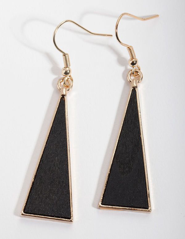 Black & Gold Triangle Earrings