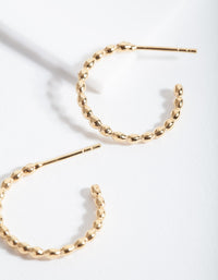 Gold Plated Sterling Silver Beaded Open Hoop Earrings - link has visual effect only