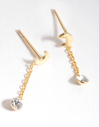 Gold Plated Sterling Silver Moon Diamante Earrings - link has visual effect only
