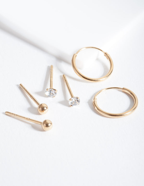 Gold Plated Sterling Silver Classic Earring Pack