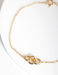 Gold Plated Sterling Silver Circle Link Bracelet - link has visual effect only