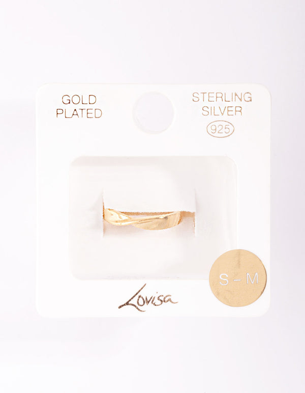 Gold Plated Sterling Silver Statement Twist Band Ring