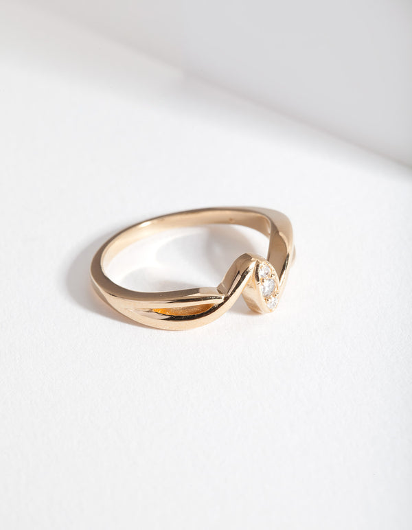 Gold Plated Sterling Silver Wave Ring