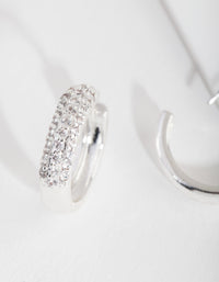 Silver Chunky Cubic Zirconia Huggie Earrings - link has visual effect only