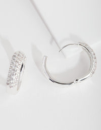 Silver Chunky Cubic Zirconia Huggie Earrings - link has visual effect only