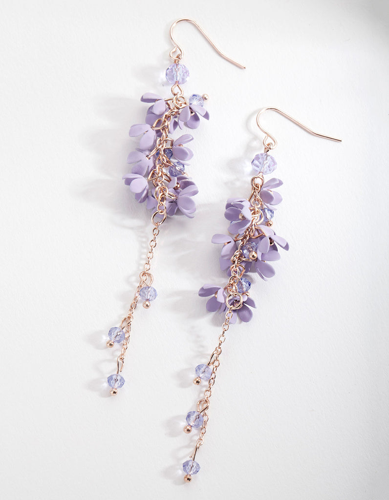 Purple Flower Cluster Drop Earrings - Lovisa