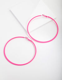 Neon Pink Flat Edge Hoop Earrings - link has visual effect only