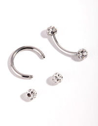 Surgical Steel Diamante Horseshoe Barbell Pack - link has visual effect only