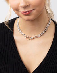 Silver Plated Curb Chain Necklace - link has visual effect only