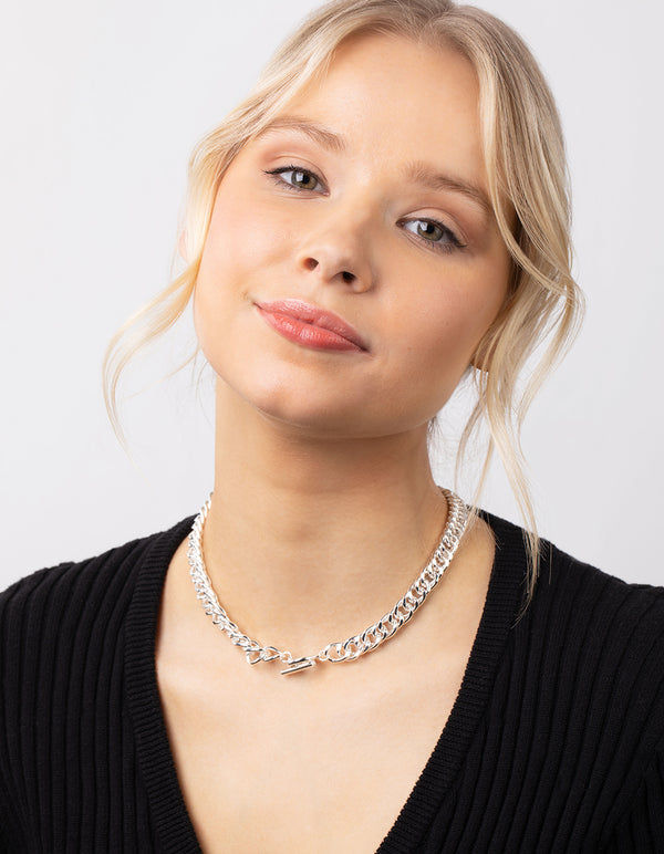 Silver Plated Curb Chain Necklace