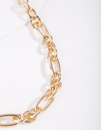 Gold Plated Thick Figaro Chain Necklace - link has visual effect only