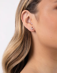 Rose Gold Plated Sterling Silver Half Pave Butterfly Stud Earrings - link has visual effect only
