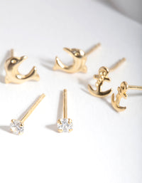 Gold Plated Sterling Silver Dolphin Stud Earring Pack - link has visual effect only