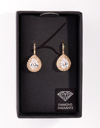 Diamond Simulant Gold Pear Crystal Earrings - link has visual effect only