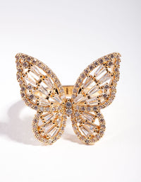 Gold Diamond Simulant Butterfly Ring - link has visual effect only