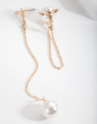 Gold Bee & Pearl Backing Drop Earrings - link has visual effect only