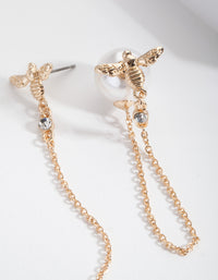 Gold Bee & Pearl Backing Drop Earrings - link has visual effect only