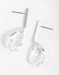 Silver Diamond Simulant Large Teardrop Earrings - link has visual effect only