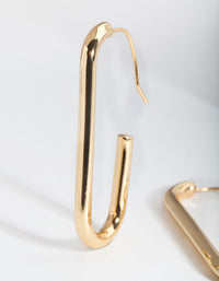 Gold Plated Rectangle Hoop Earrings - link has visual effect only