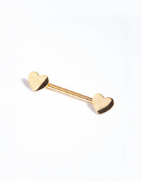 Gold Surgical Steel Heart Nipple Bar - link has visual effect only