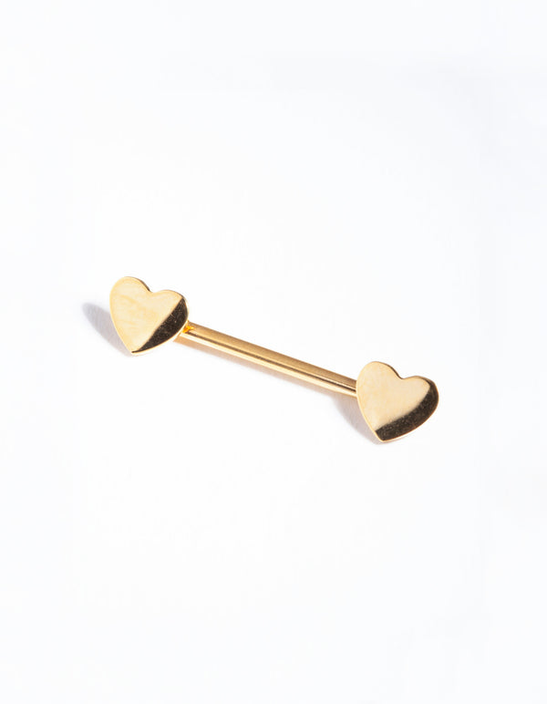 Gold Surgical Steel Heart Nipple Bar