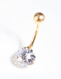 Gold Titanium Classic Diamante Belly Bar - link has visual effect only