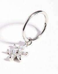 Surgical Steel Floral Charm Cubic Zirconia Belly Ring - link has visual effect only