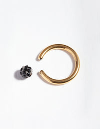 Gold Surgical Steel Black Diamante Belly Ring - link has visual effect only