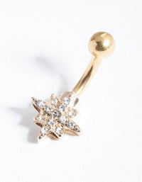 Gold Starburst Surgical Steel Belly Bar - link has visual effect only